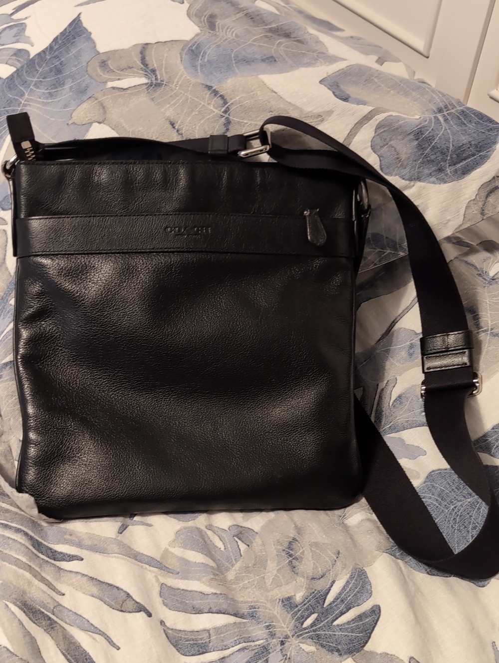 Coach Black Pebbled Leather Crossbody Messenger Bag
